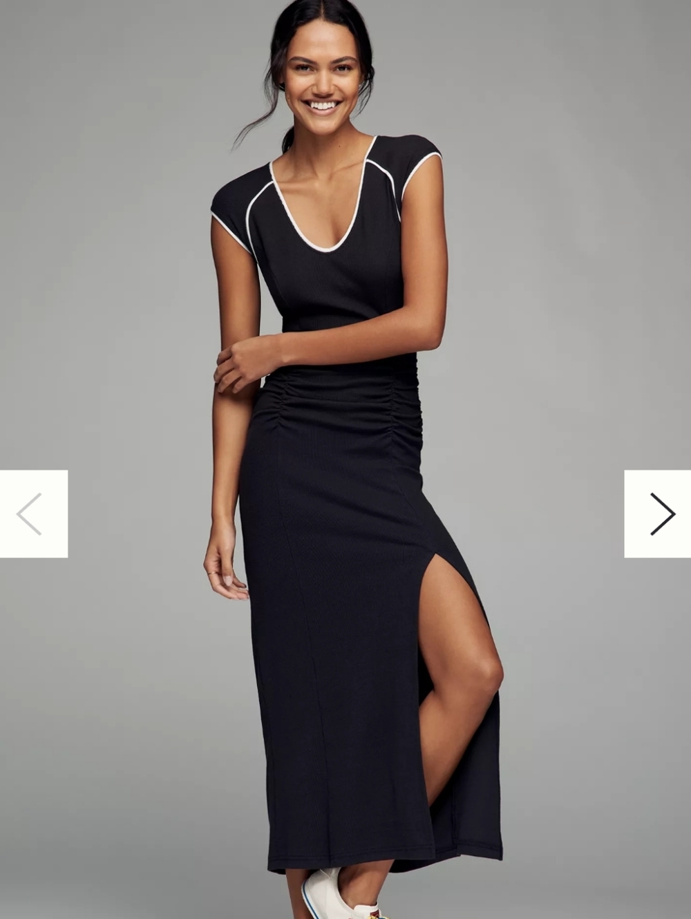 Anthropologie Daily Practice Black Line It Up Maxi Dress NWT